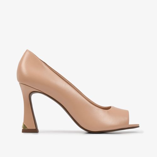 Peep Toe Nude Salto Fino  Couro