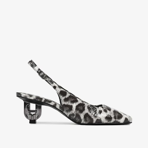 Slingback Onça Preto E Branco Salto Exclusivo Jb Heel Couro