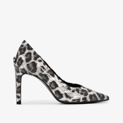 Scarpin Onça Preto E Branco Couro