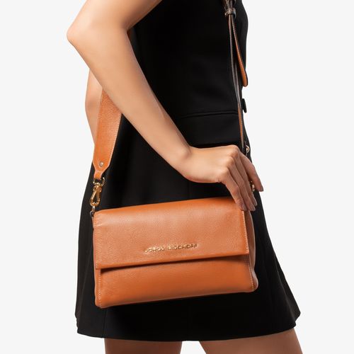 Bolsa Transversal Caramelo Marrom Monograma JB Couro