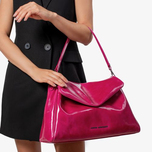 Bolsa De Ombro Rosa Couro Caseinado