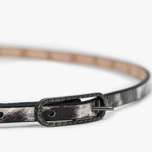 Cinto Onça Preto E Branco Monograma Jb Couro