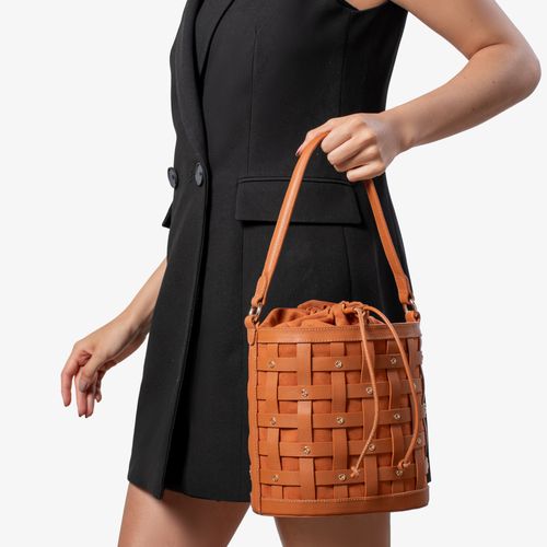 Bolsa Saco Marrom Caramelo Couro