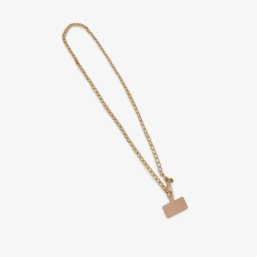 Porta Celular Nude Dourado Couro