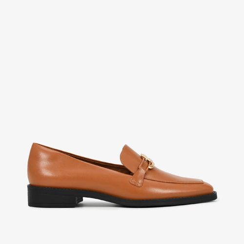 Loafer Caramelo Salto Bloco Baixo Couro