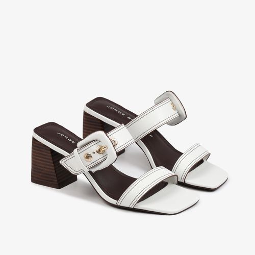 Tamanco Branco Salto Bloco Couro