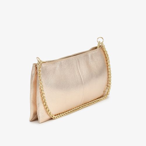 Bolsa Clutch Dourado Ouro Couro