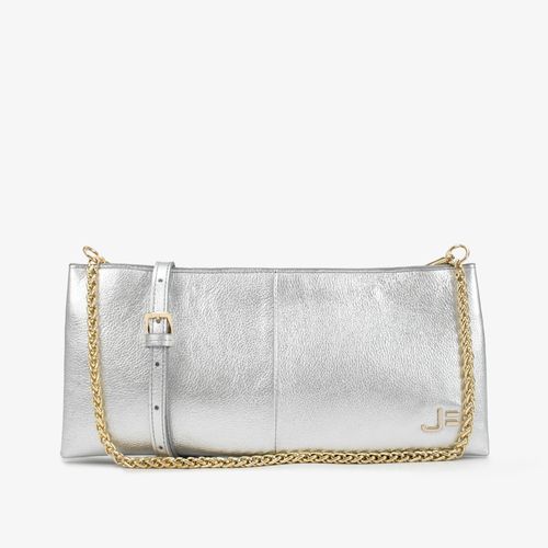 Bolsa Clutch Prata Couro