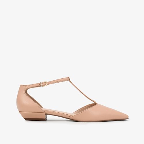 Scarpin Nude Bico Quadrado Couro