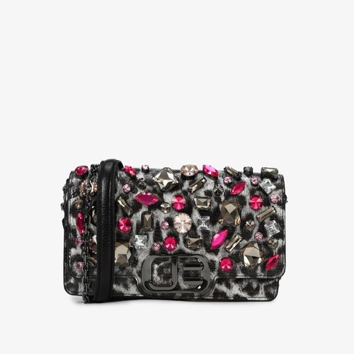 Bolsa Transversal Onça Preto E Branco Couro