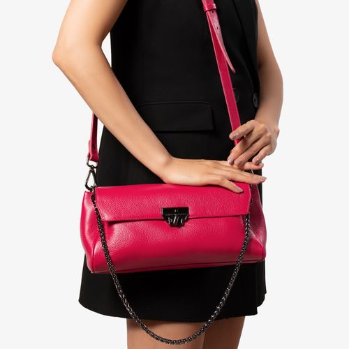 Bolsa Transversal Rosa Couro