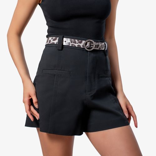 Cinto Onça Preto Branco Monogram Jb Couro