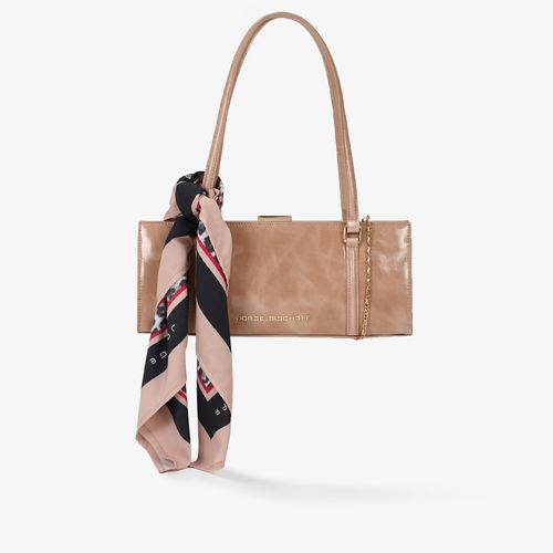 Bolsa Baguete Nude Couro Caseinado