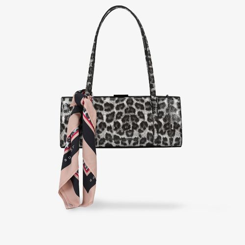 Bolsa Baguete Onça Preto E Branco Couro