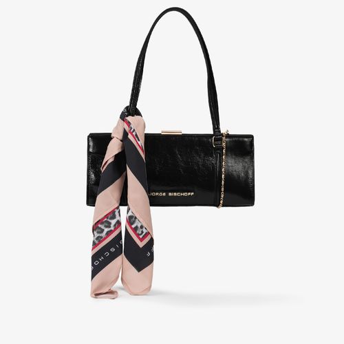 Bolsa Baguete Preto Couro Crinkle