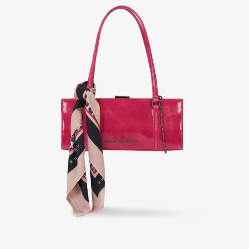 Bolsa Baguete Rosa Couro Caseinado