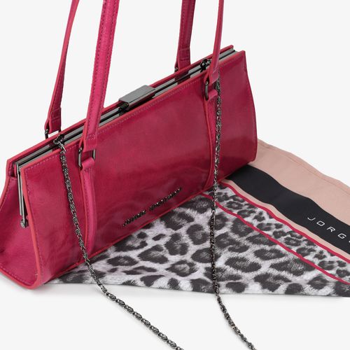 Bolsa Baguete Rosa Couro Caseinado