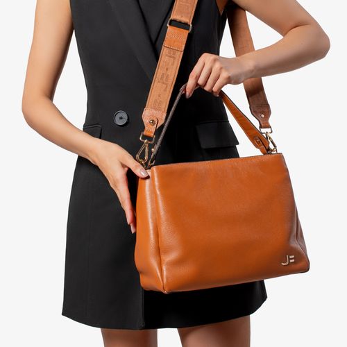 Bolsa Tote Caramelo Monograma Jb Couro