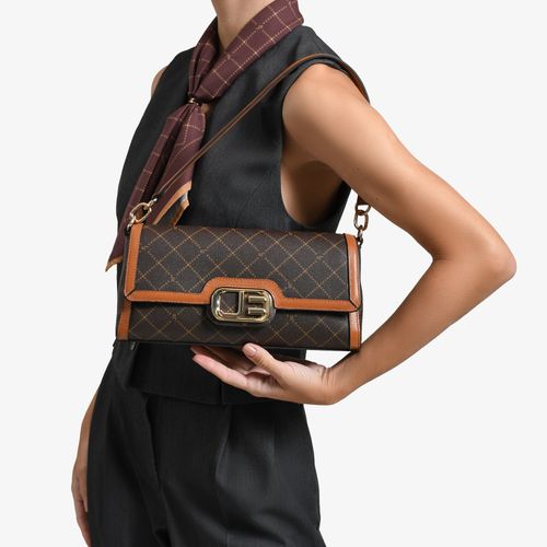 Bolsa Baguete Marrom Monograma JB