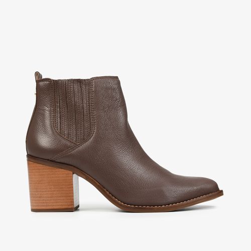 Bota Marrom Salto Bloco Couro