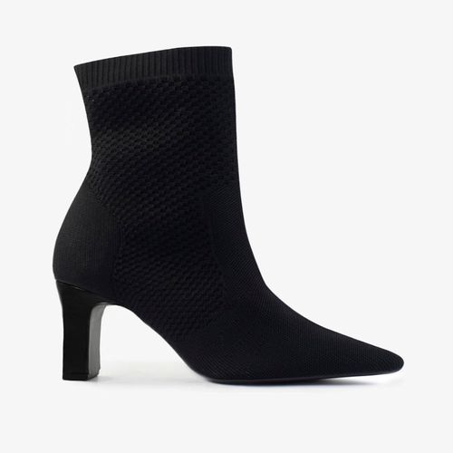 Bota Preto Salto Bloco Knit