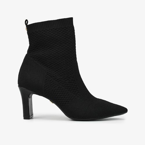 Bota Preto Salto Bloco Knit