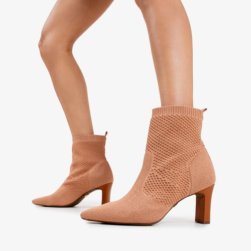 Bota Nude Salto Bloco Knit