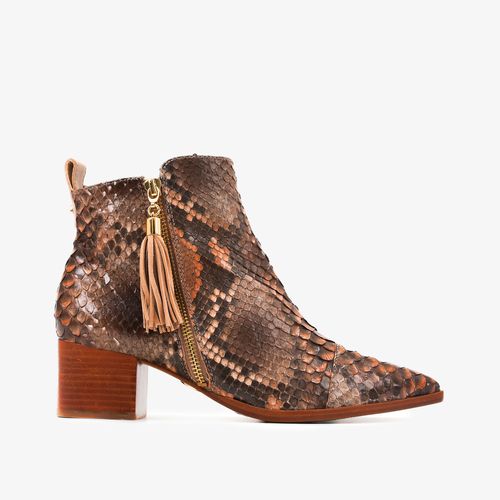 Bota Marrom Licor Pele Cobra Python