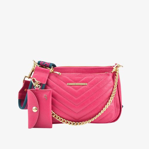 Bolsa Infinita Transversal Rosa Couro