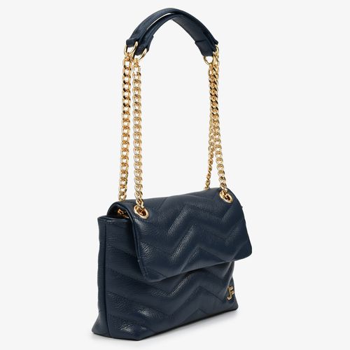 Bolsa De Ombro Azul Couro