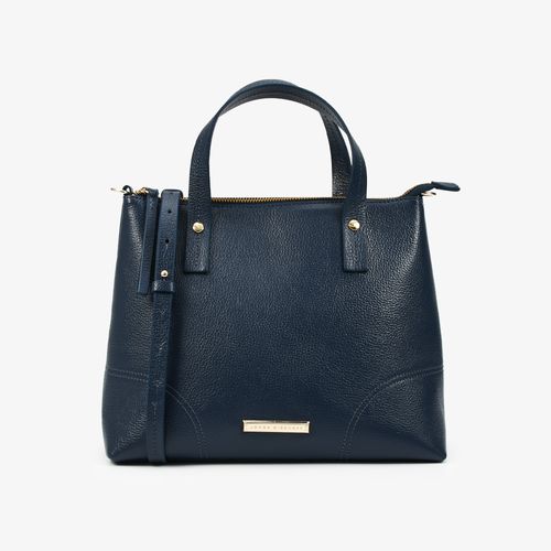 Bolsa De Ombro Azul Couro