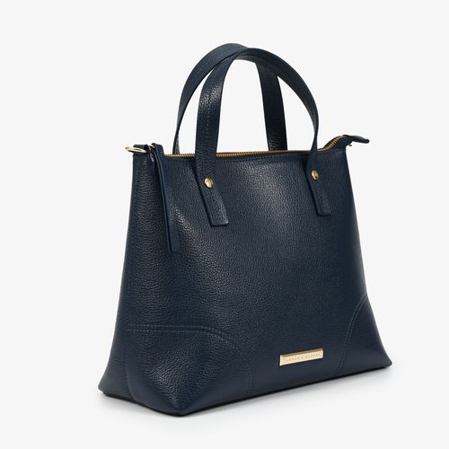 Bolsa De Ombro Azul Couro
