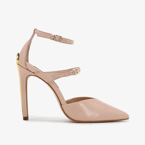 Scarpin Salto Fino Nude Couro