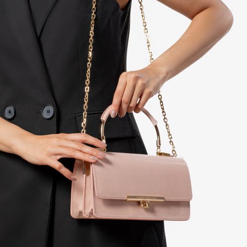 Bolsa Transversal Rosê Couro