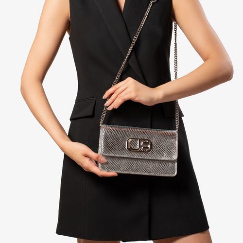 Bolsa Transversal Prata Couro