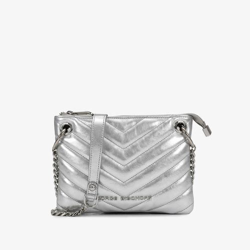 Bolsa Transversal Prata Grafite Couro