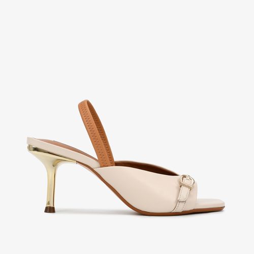 Sandália Salto Fino Off White Couro