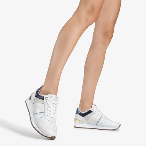 Tênis Jogger Branco Cinza Azul Jeans Couro