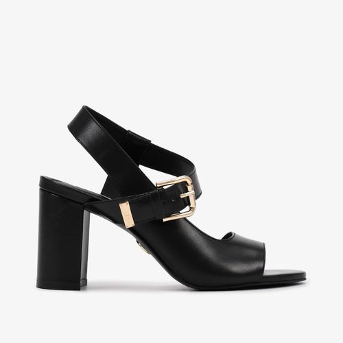 Sandália Salto Bloco Preto Couro