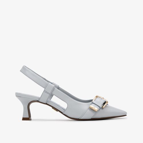Slingback Bico Fino Azul Couro