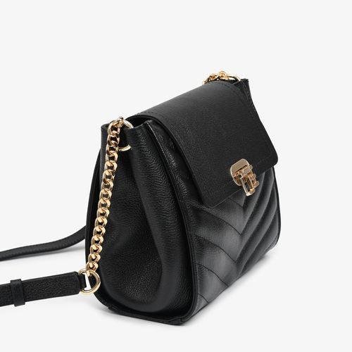 Bolsa Tranversal Matelassê Preto Couro