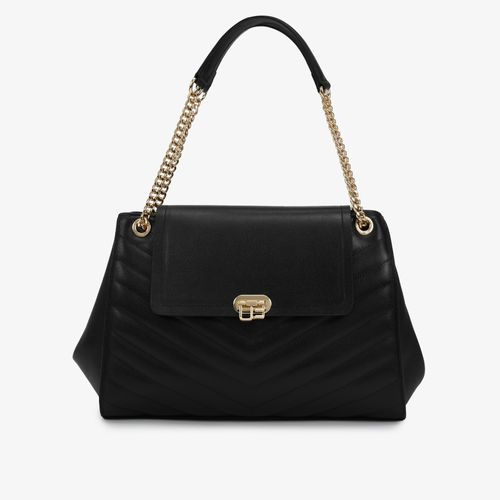 Bolsa De Ombro  Preto Dourado Matelassê Couro