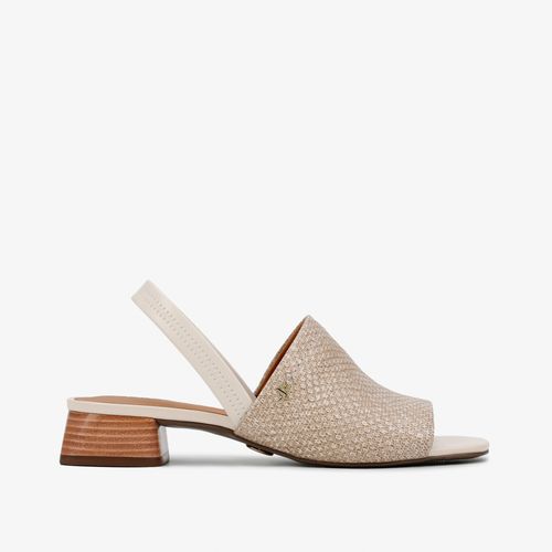 Sandália Salto Bloco Off White Couro