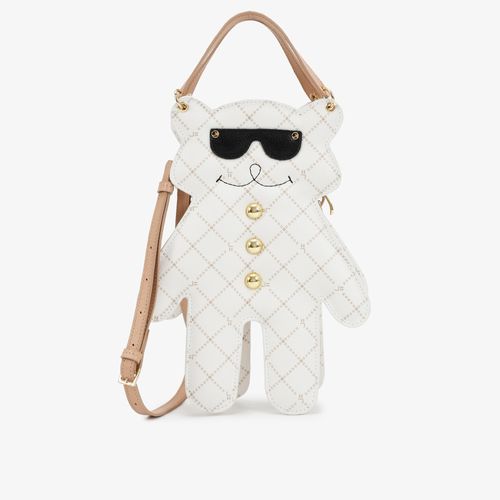 Bolsa Transversal Abraço De Urso Off White Nude Monograma JB Couro