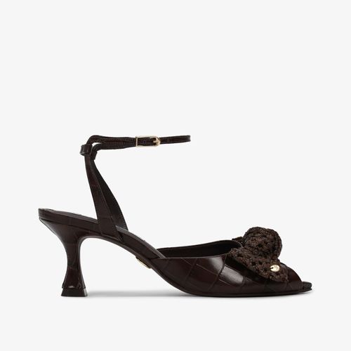 Sandália Laço Marrom Couro Crocco