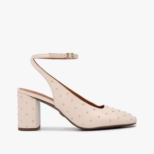 Slingback Bico Quadrado Off White Couro