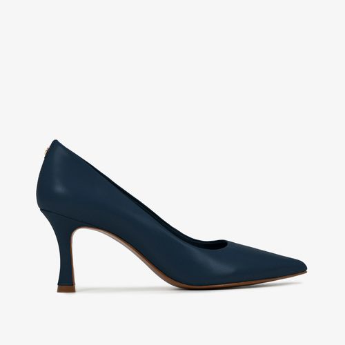 Scarpin Salto Fino Azul Marinho Couro