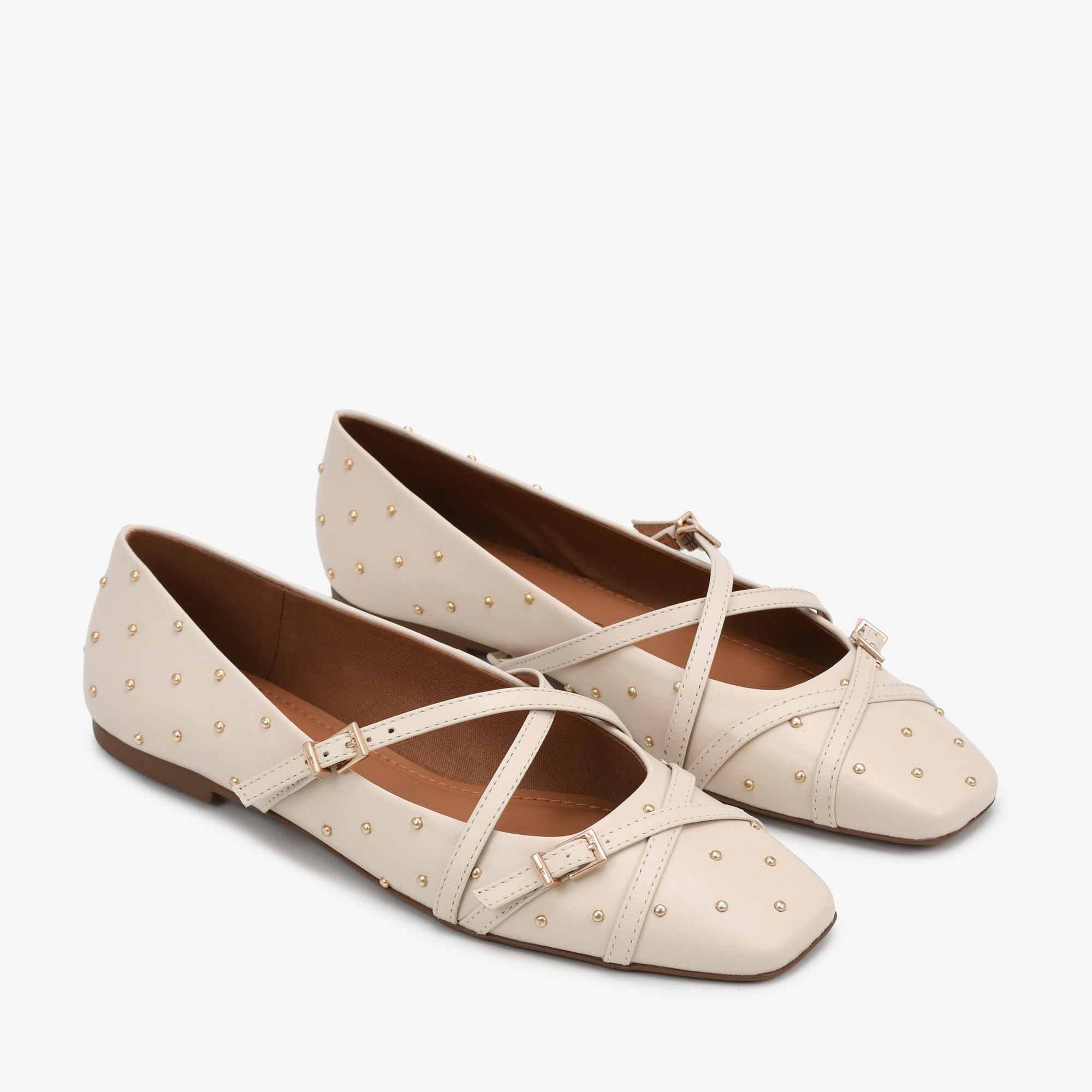 Sapatilha Tachas Off White Couro - Sapatos, Bolsas, Acessórios em