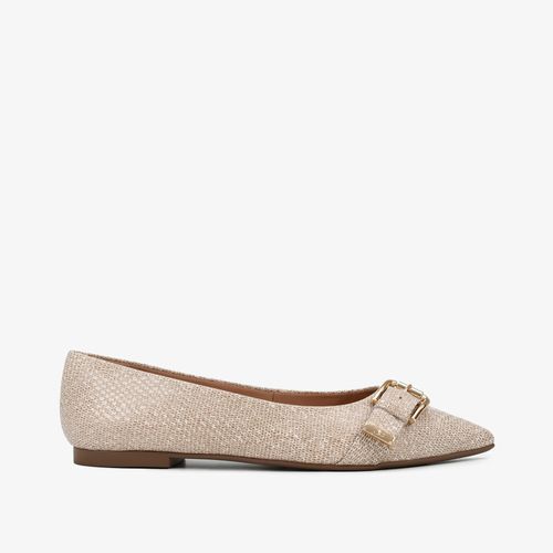 Sapatilha Bico Fino Off White Couro