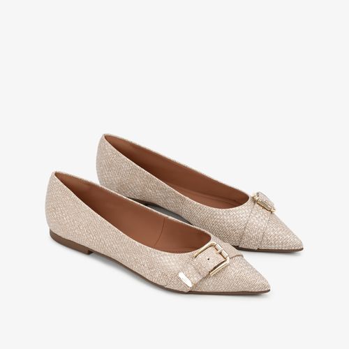 Sapatilha Bico Fino Off White Couro